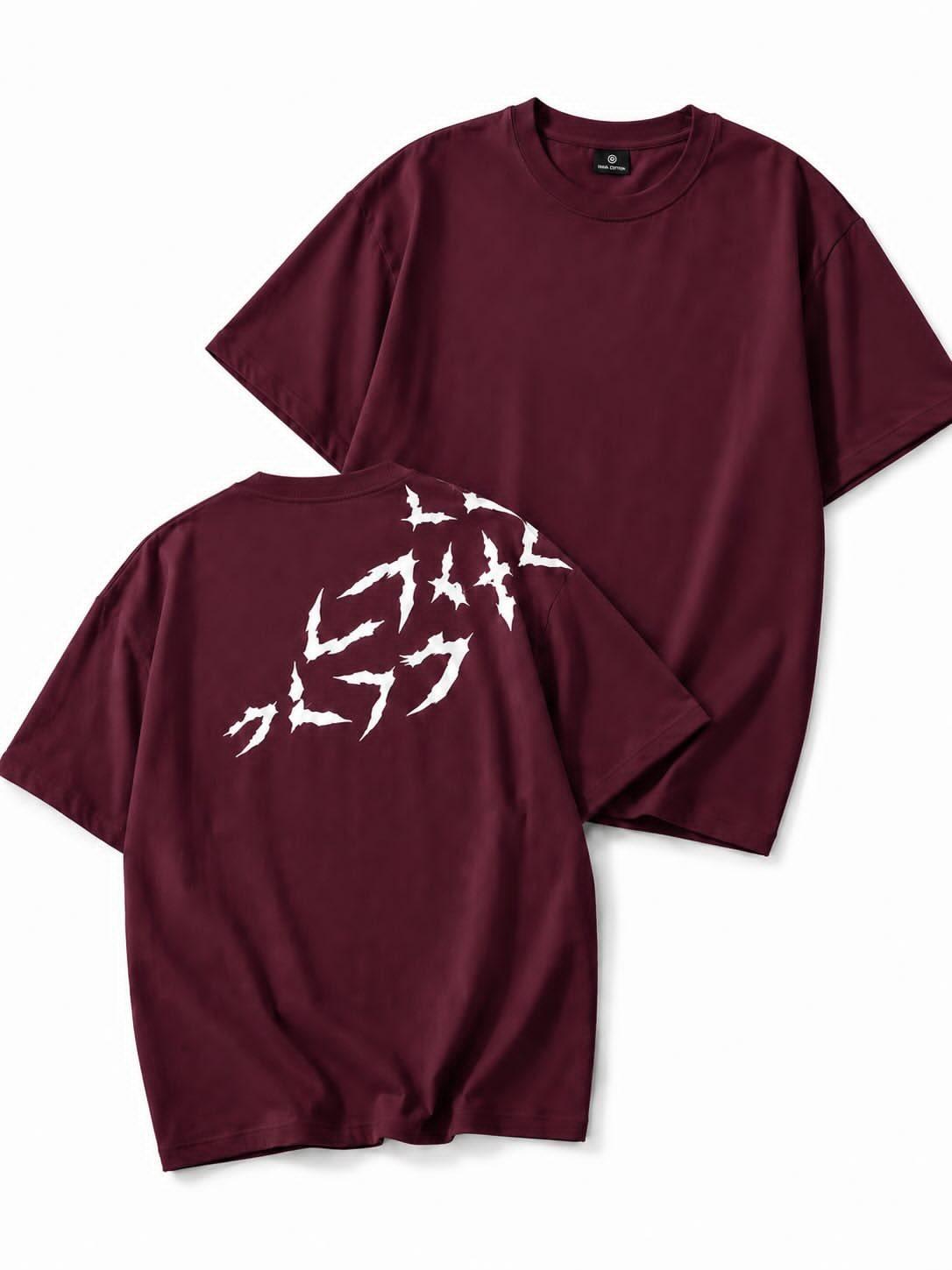 Wine regular fit Gkraphic Back Print T-Shirt